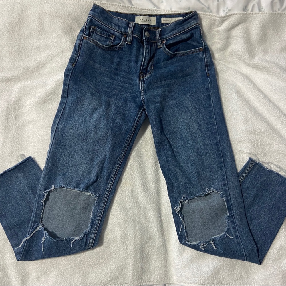 Pacsun Vintage Icon Ripped Dark Wash Jeans